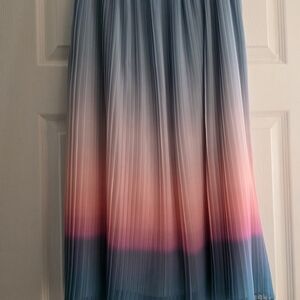 Halston Heritage Blue and Pink Ombre Midi Skirt